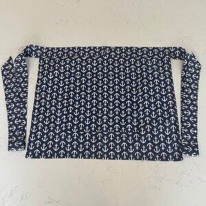 Hearth and Home Hand Crafted One Pocket Anchor Print Fabric Apron in Navy White